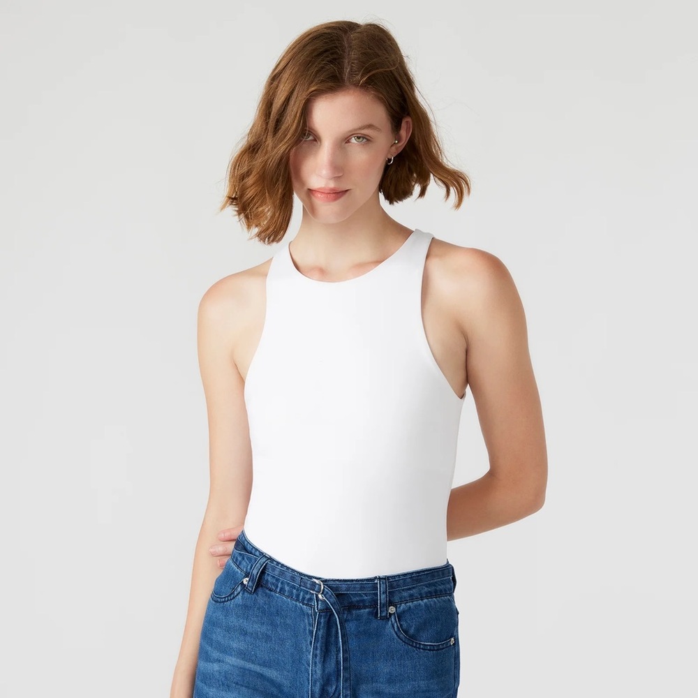 Steve Madden Nico Bodysuit, White, Size M